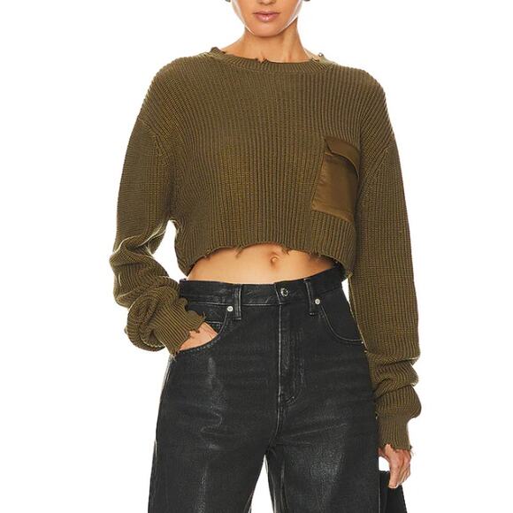 Ser.O.Ya Mid 'Devin' Green Cropped Sweater Size S